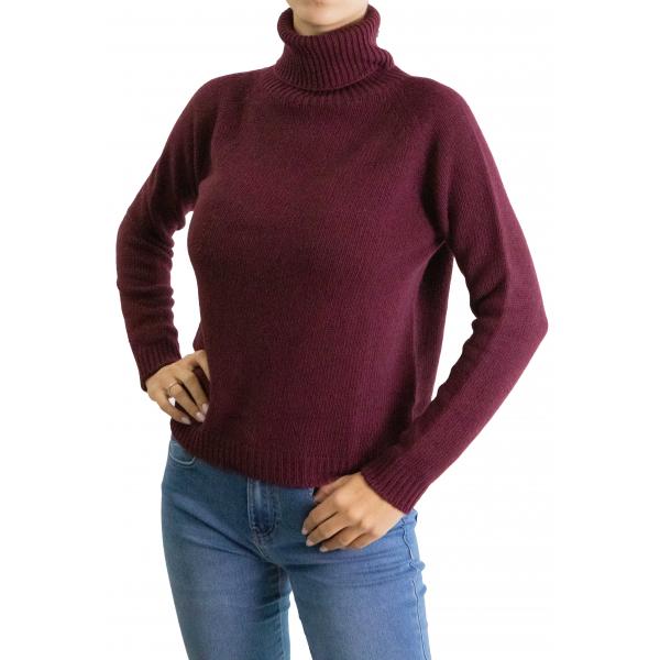 Maglione collo alto tinta unita misto cashmere 